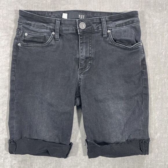 Kut From The Kloth KUT‎ Catherine Boyfriend Womens Size 2 Black Denim Shorts - Picture 1 of 9